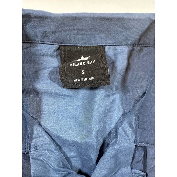 Milano Bay Original Retro Men Size Small 90s Blue Short Sleeve Button Down Shirt - Picture 5 of 8